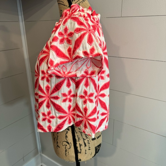 Embroidered Off the Shoulder Cotton Blend Top - Picture 6 of 12